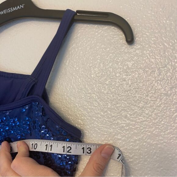 WEISSMAN Dance Costume acro blue jumpsuit unitard Sweet Nothing 7676 child LC - Picture 8 of 15